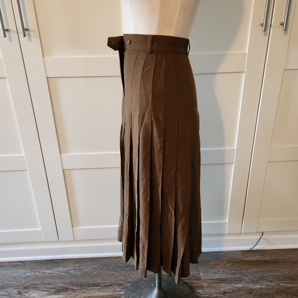 VTG Escada Margaretha Ley Wool Pleated Culottes Brown XS Dark Academia Pants - Picture 5 of 11